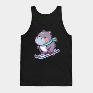 cute hippo skiing Tank Top